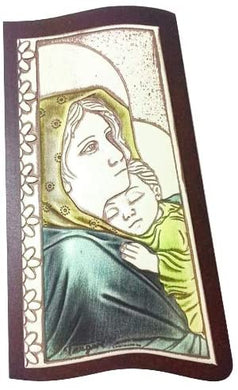 (D) Religious Gift Catholic Icon Brown Wall Front Decor (Madonna and Child)
