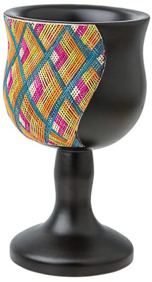 (D) Judaica Reed Sea Elijah`S Cup Modern Pattern 6 Inch (Black)