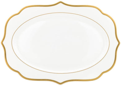 Royalty Porcelain Oval Serving Plate 'Goldie' White with Gold 14''