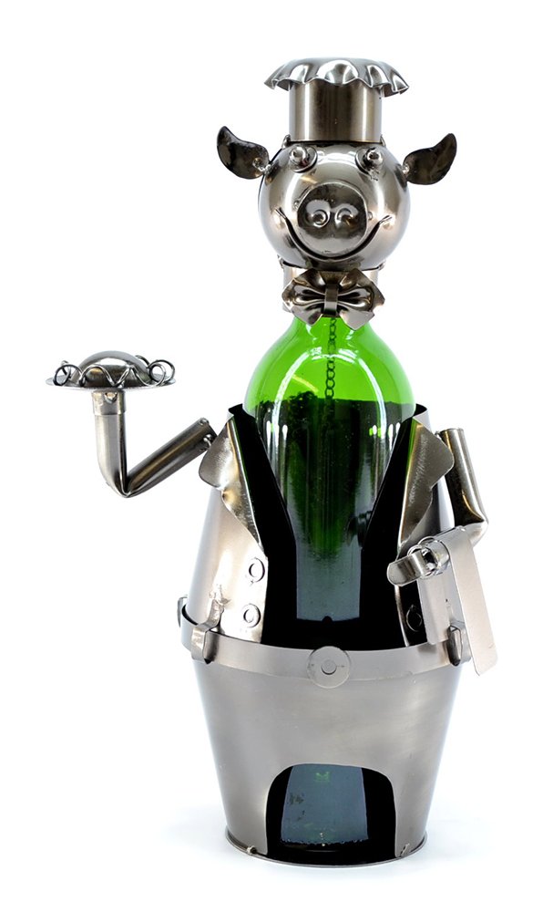 (D) Wine Bottle Holder, Pig Waiter, Bar Counter Decoration, Farmhouse Decor