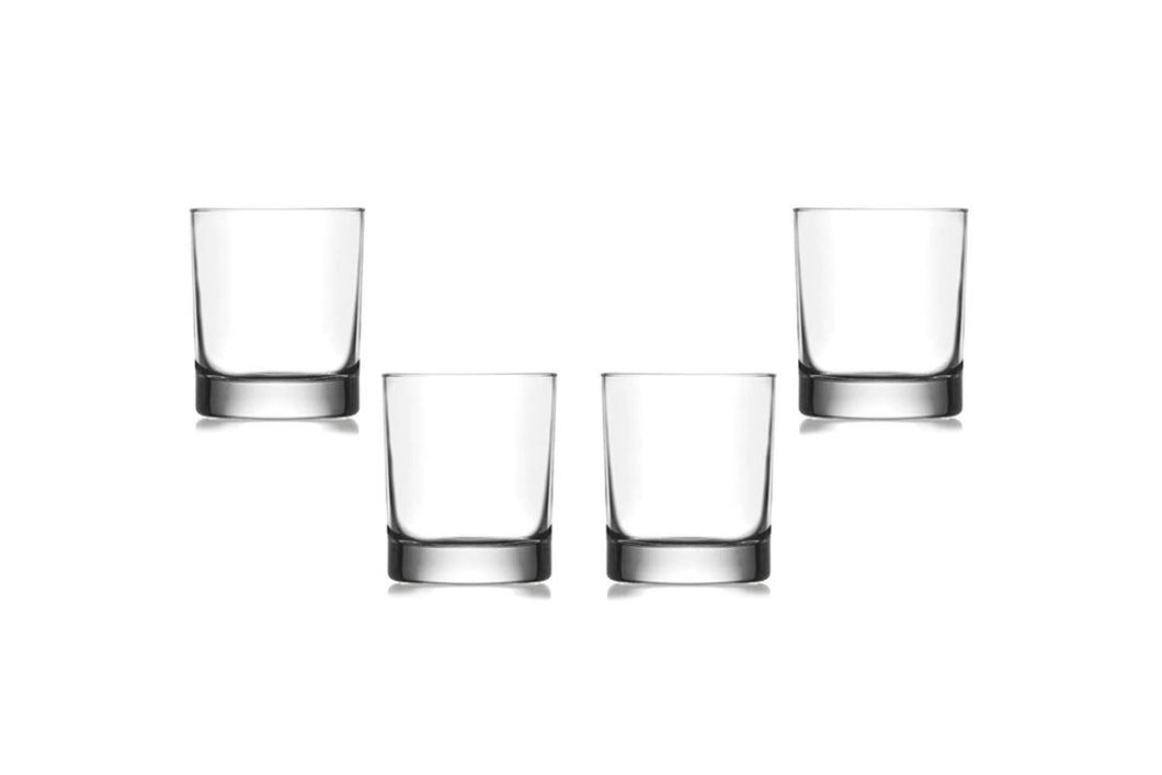 Ada Rocks Stemless Juice Glasses 10.25 Oz, Modern Clear Glassware Set of (4)