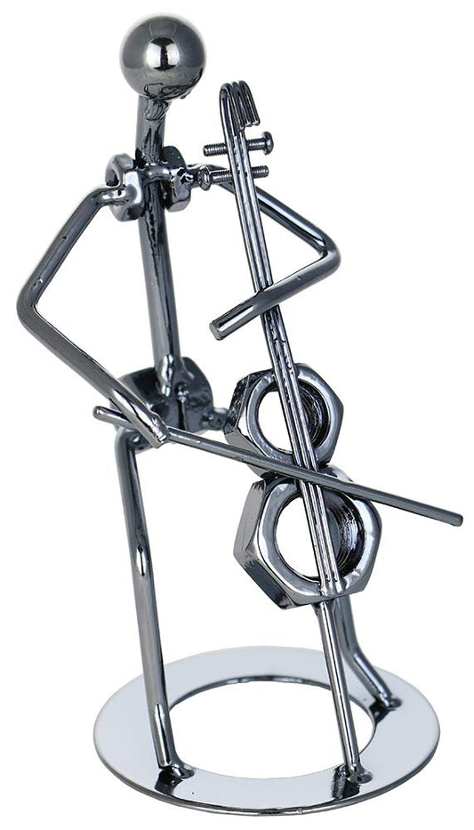 (D) Metal Celo Player Decorative Figurine 6.5 Inch, Gift for Musician