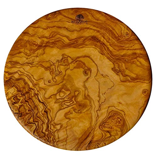 (D) Berard Round French Olive Wood Cutting Board, Vintage Hand Made Boards