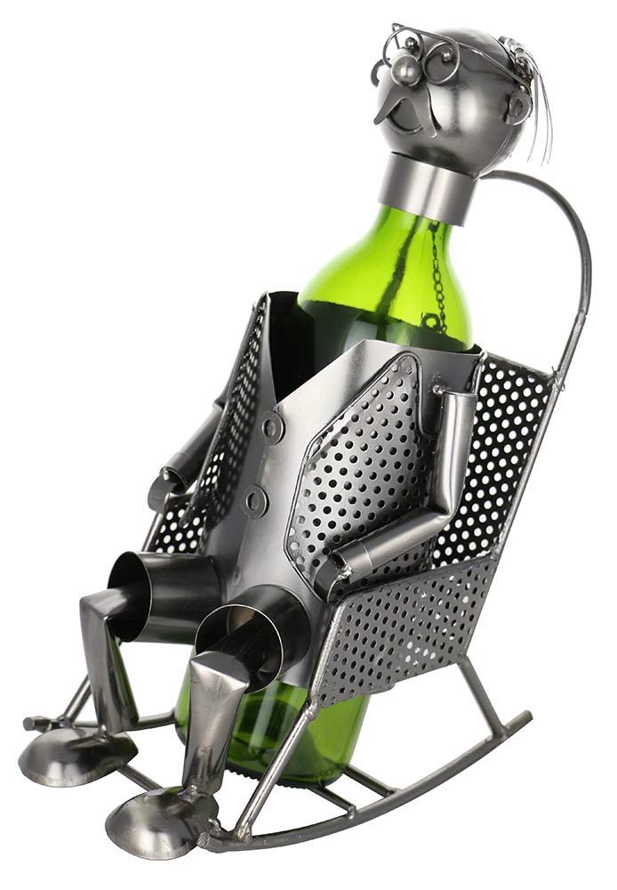 (D) Wine Bottle Holder, Man on Rocking Chair, Bar Counter Decoration
