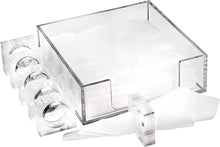 (D) Judaica Napkin Holder Set with 6 Napkin Rings for Table Acrylic White