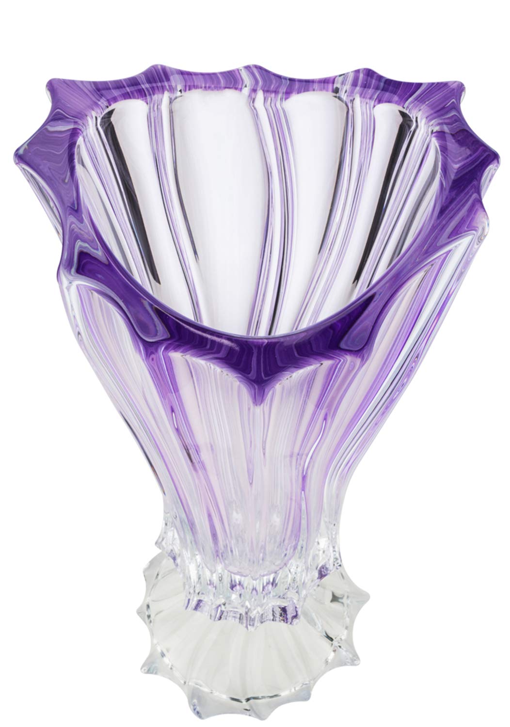 Bohemia Collection Footed Crystal Flower Centerpiece Vase 16 Inch (Purple)