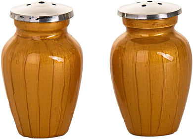 (D) Judaica Salt and Pepper Enamel Set 2.75 '' H (Gold)