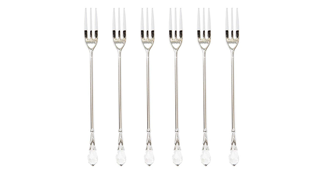 Italian Collection 6-pc Serving Forks, Dessert Flatware Set with Swarovski Stone