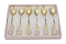 Royal Flatware Set of 12-pc Demi Dessert Flatware Forks and Spoons, 24K Gold (Gold Cobalt Net)