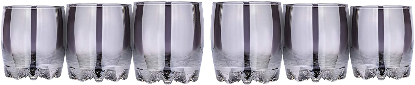 Grey DOF Glasses Tumblers Rock Glassware 'Graphite' Set 6-pc, Water Glasses