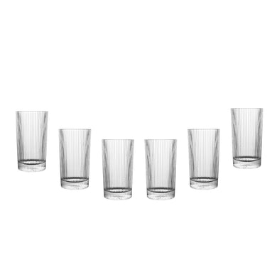 (D) Geometric Elegance: Crystal Glasses with Striped Design (Highball Glasses)
