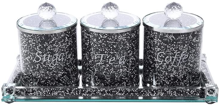 (D) Judaica Crystal Coffee and Tea Set with Stones (Black)