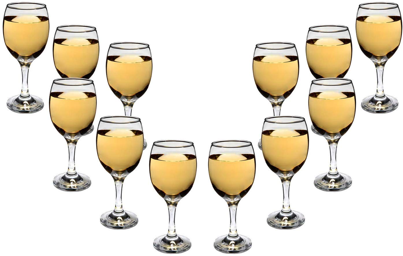 Romantic Stemmed Wine Glasses 8.5 Oz, Modern Crystal Clear Goblets Set of (12)