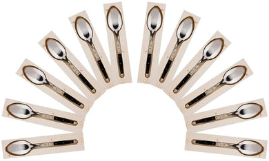 (D) Languiole Flatware, French Serving Spoon, Vintage, Hand Made (Black, 12 PC)