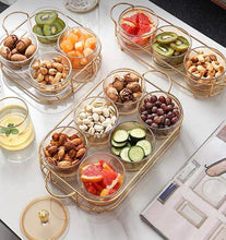 (D) Judaica Elaborate Dip Bowl Set with Tray Serving Table Bowls (6 PC, Clear)