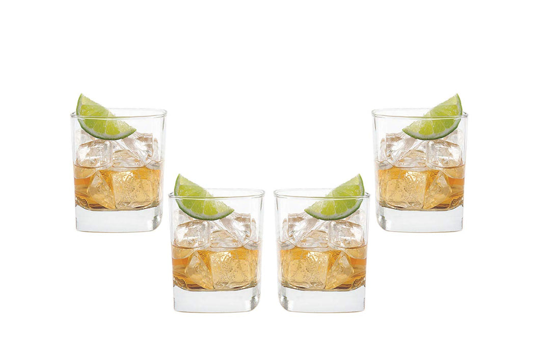 Schubert Rocks Stemless Whiskey Glasses 10.5 Oz, Modern Glassware Set of (4)