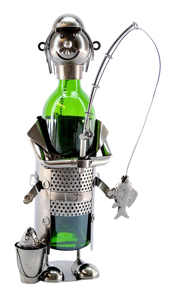 (D) Wine Bottle Holder,Fisherman with Plae, Bar Counter Decoration