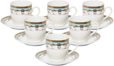Royalty Porcelain 12pc Espresso Coffee Set Turquoise, Bone China