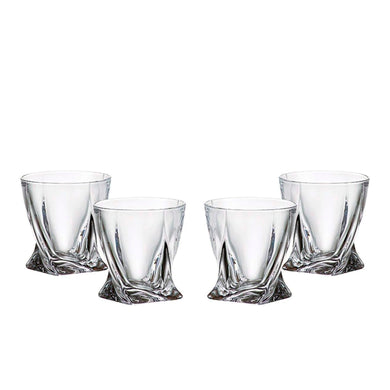 Gifts Plaza Diamond Glass Set: Handcrafted Elegance in Clear Soda Lime Glass (4)