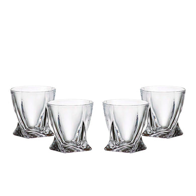 Gifts Plaza Diamond Glass Set: Handcrafted Elegance in Clear Soda Lime Glass (4)