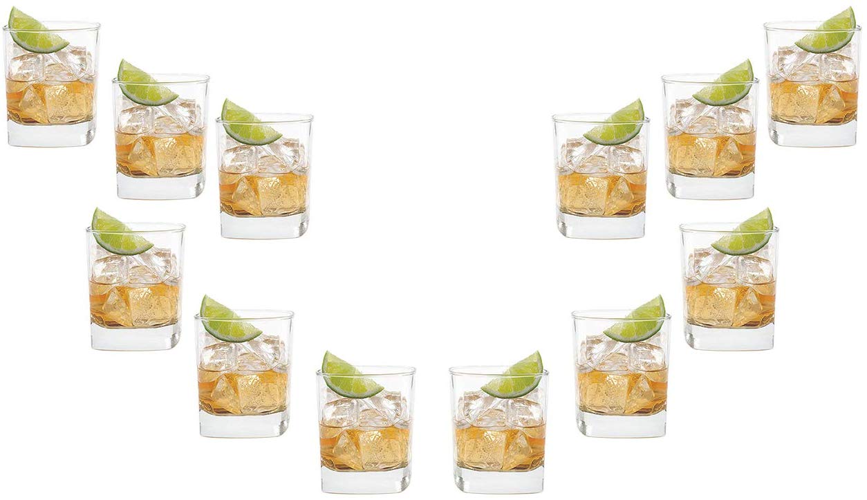 Schubert Rocks Stemless Whiskey Glasses 10.5 Oz, Modern Glassware Set of (12)