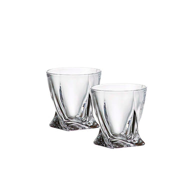 Gifts Plaza Diamond Glass Set: Handcrafted Elegance in Clear Soda Lime Glass (2)