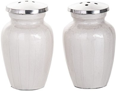 (D) Judaica Salt and Pepper Enamel Set 2.75 '' H (White)