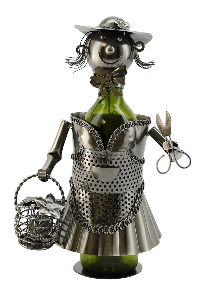 (D) Gift for Neighbors Wine Bottle Holder Lady Gardener, Bar Counter Decoration