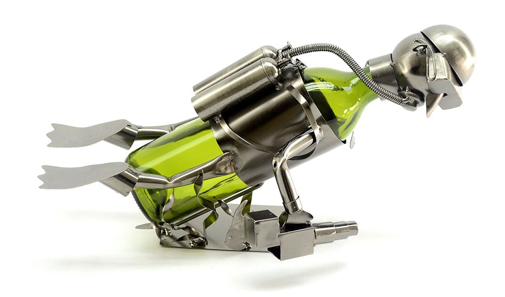 (D) Wine Bottle Holder, Scuba Diver, Bar Counter Decoration