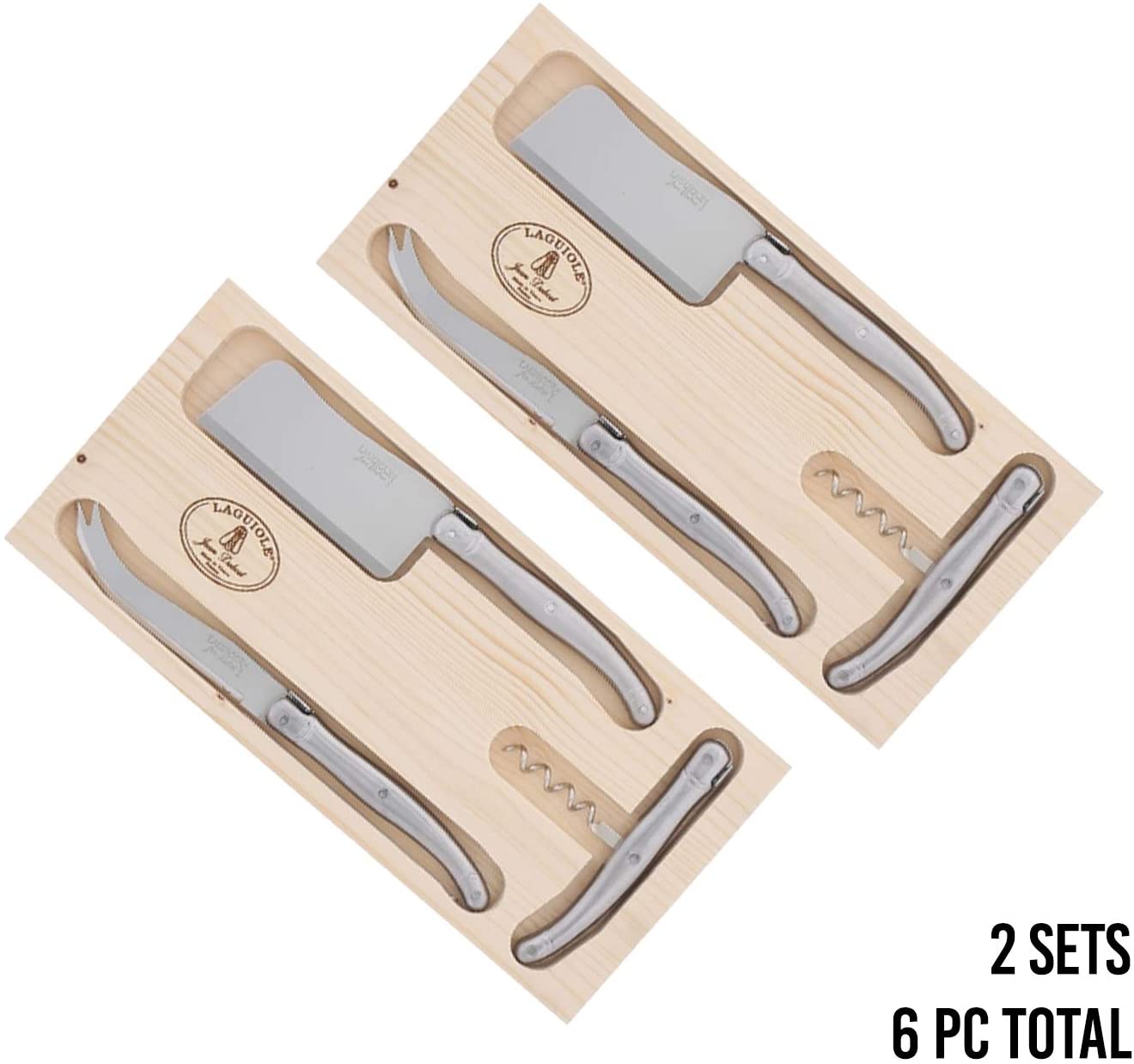 (D) Cheese Knife French Set with Cleaver Corkscrew Laguiole Wine Gift Set 2 PACK