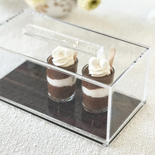 (D) Cake Tray with Lid Lucite Wood Look 10" x 4 1/5"
