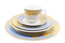 Royalty Porcelain 49-pc Dinner Set `Blue Acanthus`, Blue Banquet Set For 8