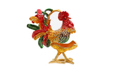 Faberge Jewelry Box with Swarovski, Decorative Figurines Rooster 3.5 Inch