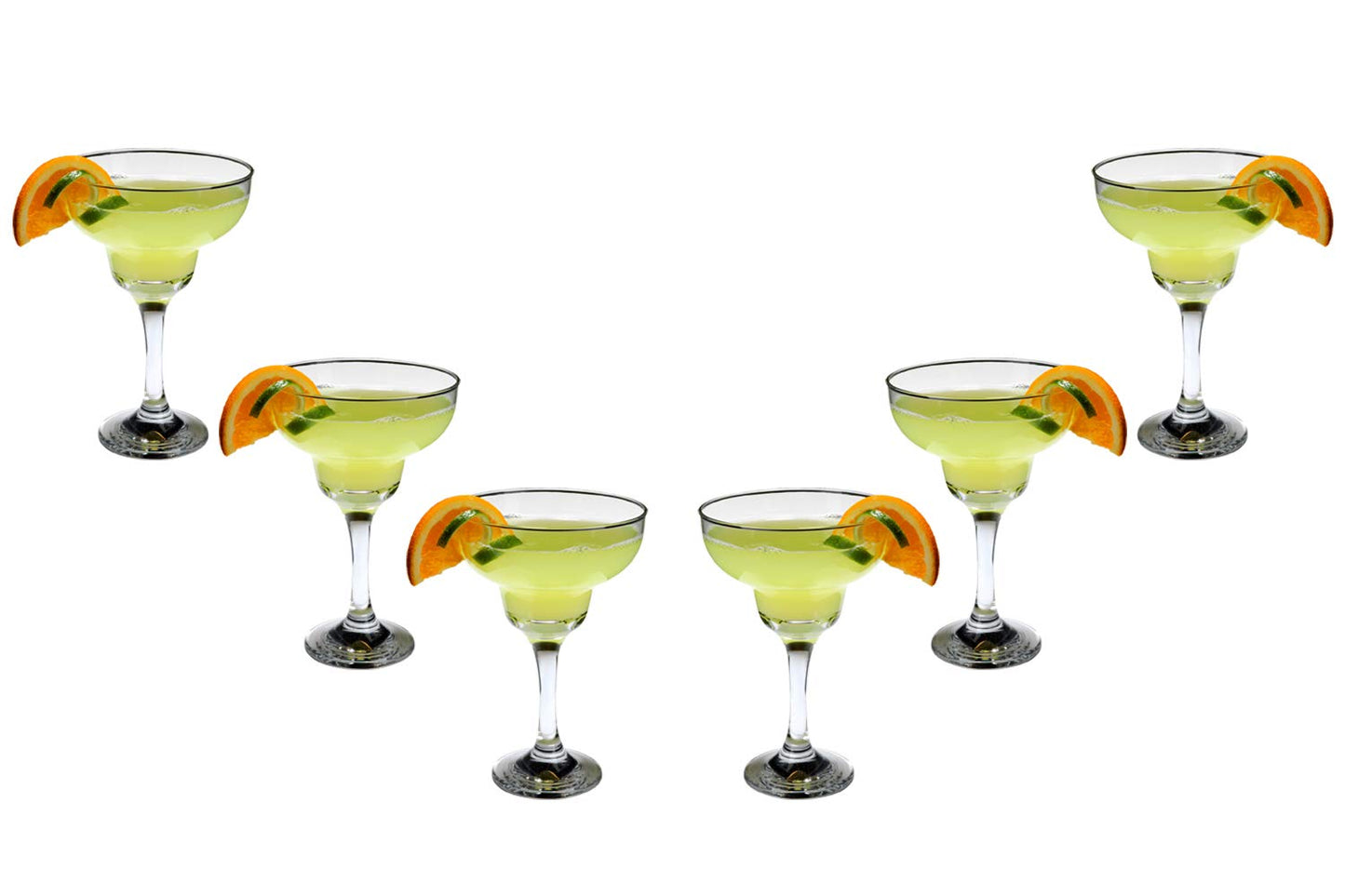 Margarita Stemmed Glasses Set 12 Oz, Crystal Clear Glassware Set of (6)