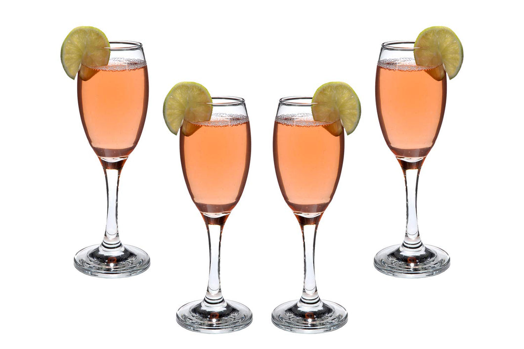 Tall Stemmed Wine Glasses Set 6 Oz, Modern Crystal Clear Flutes, Glassware 4pc