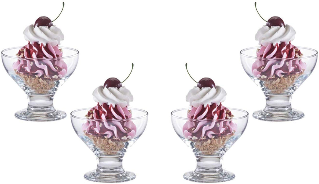 Charming Ice Cream Glass Bowl, Dessert Dish or Cup 9.5 Oz, Set of (4)