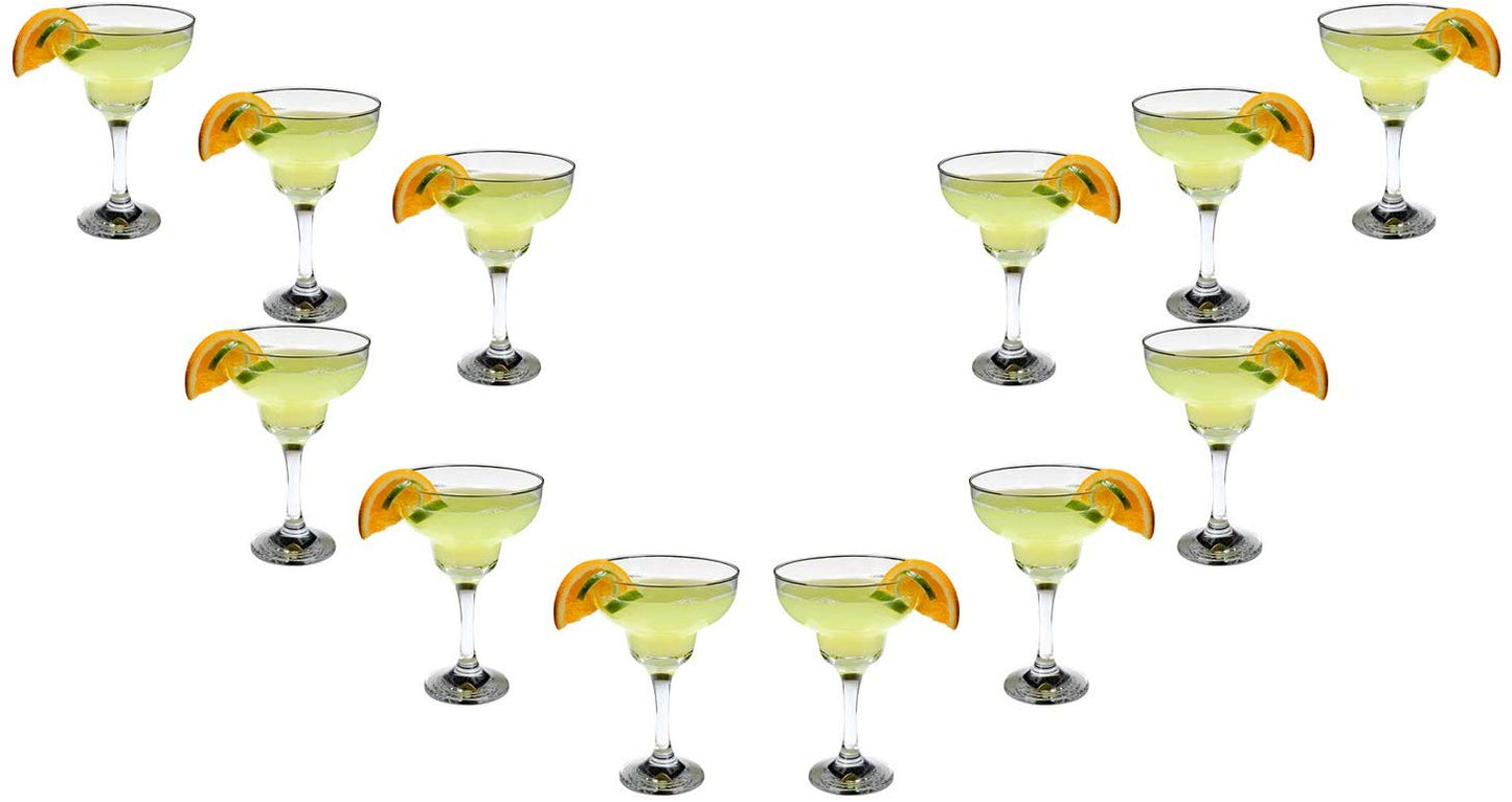 Margarita Stemmed Glasses Set 12 Oz, Crystal Clear Glassware Set of (12)