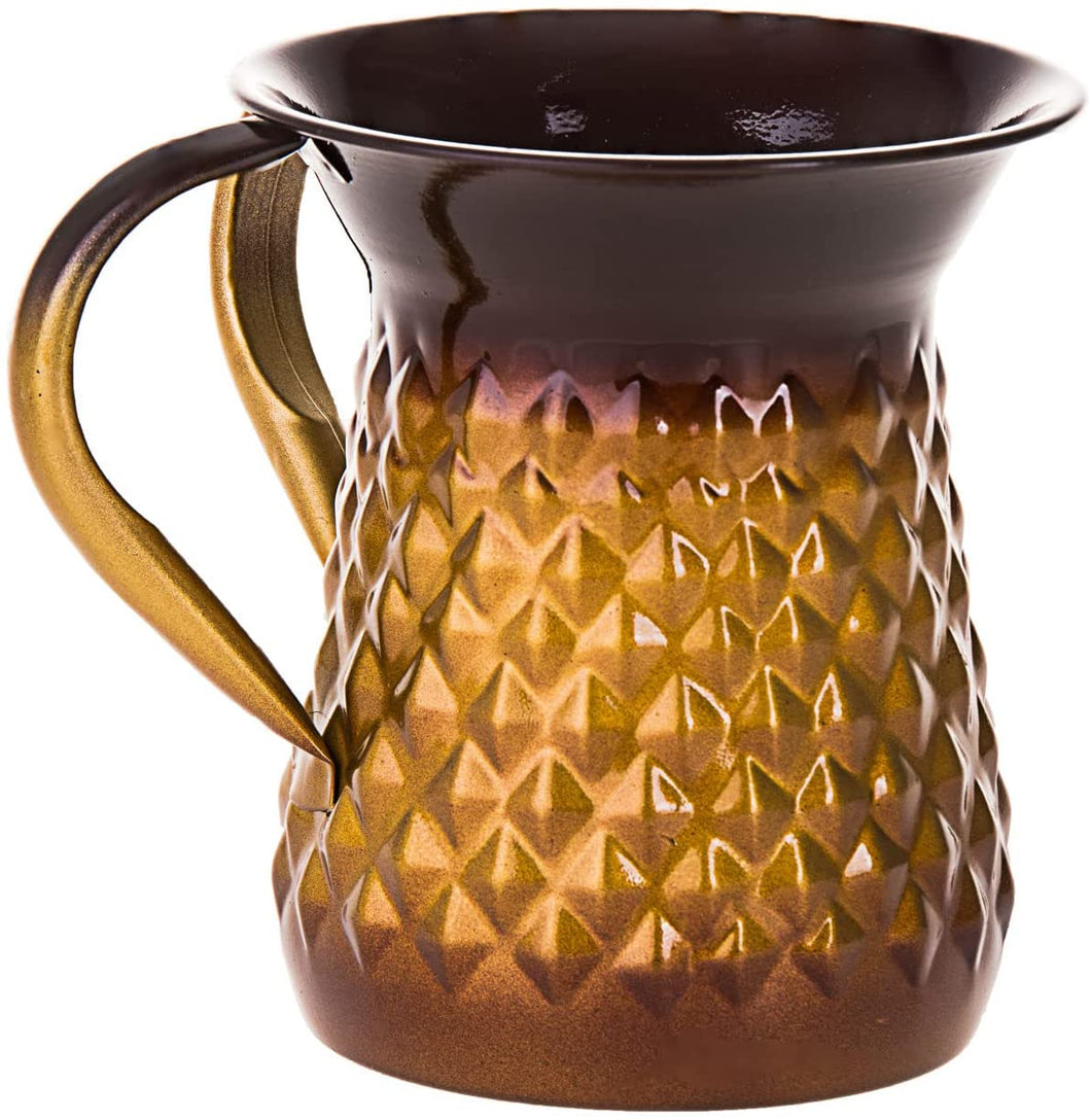 (D) Judaica Wash Cup in Gold with Diamond Shape Negel Vasser Cup 5''