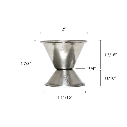 Thunder Group 0.5 & 1 oz stainless steel jigger, comes in each