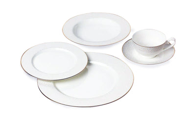Royalty Porcelain 20-pc Dinner Set for 4, 24K Gold, Bone China (Stardust Gold)