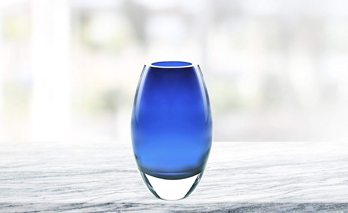 (D) Centerpiece 'Radiant' Midnight Blue Crystal Flower Vase 9" H