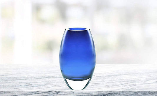 (D) Centerpiece 'Radiant' Midnight Blue Crystal Flower Vase 9" H