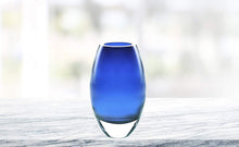 (D) Centerpiece 'Radiant' Midnight Blue Crystal Flower Vase 9" H