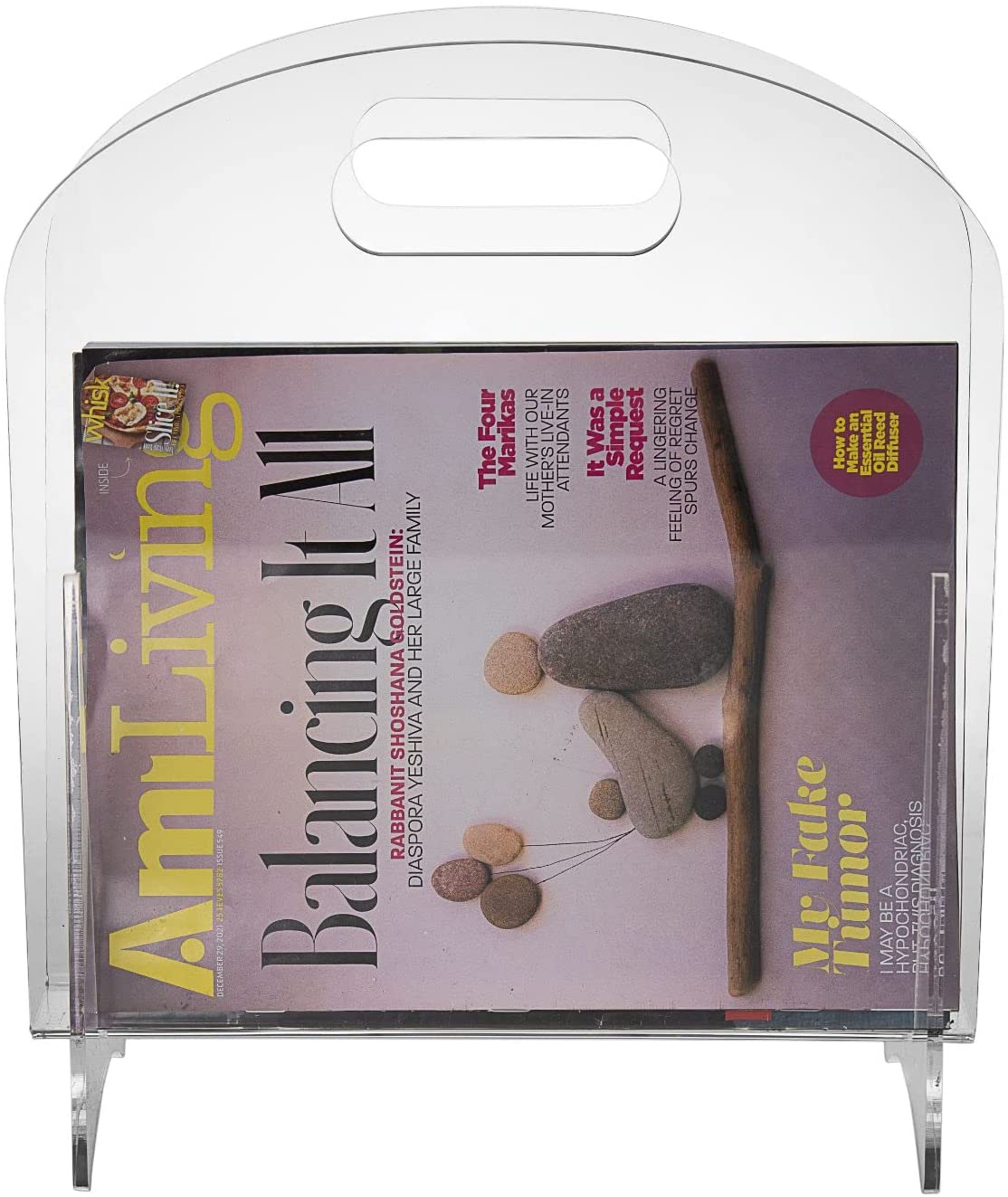 (D) Judaica Clear Magazine Stand Display Brochures, Newsletters and Magazines