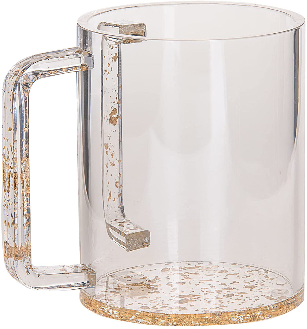(D) Judaica Wash Cup Clear Negel Vasser Cup Modern Jug (Gold)