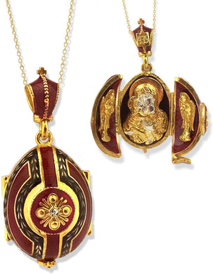 (D) Religious Gifts Enamel Silver Faberge Style Egg Gold Plated Angels Red