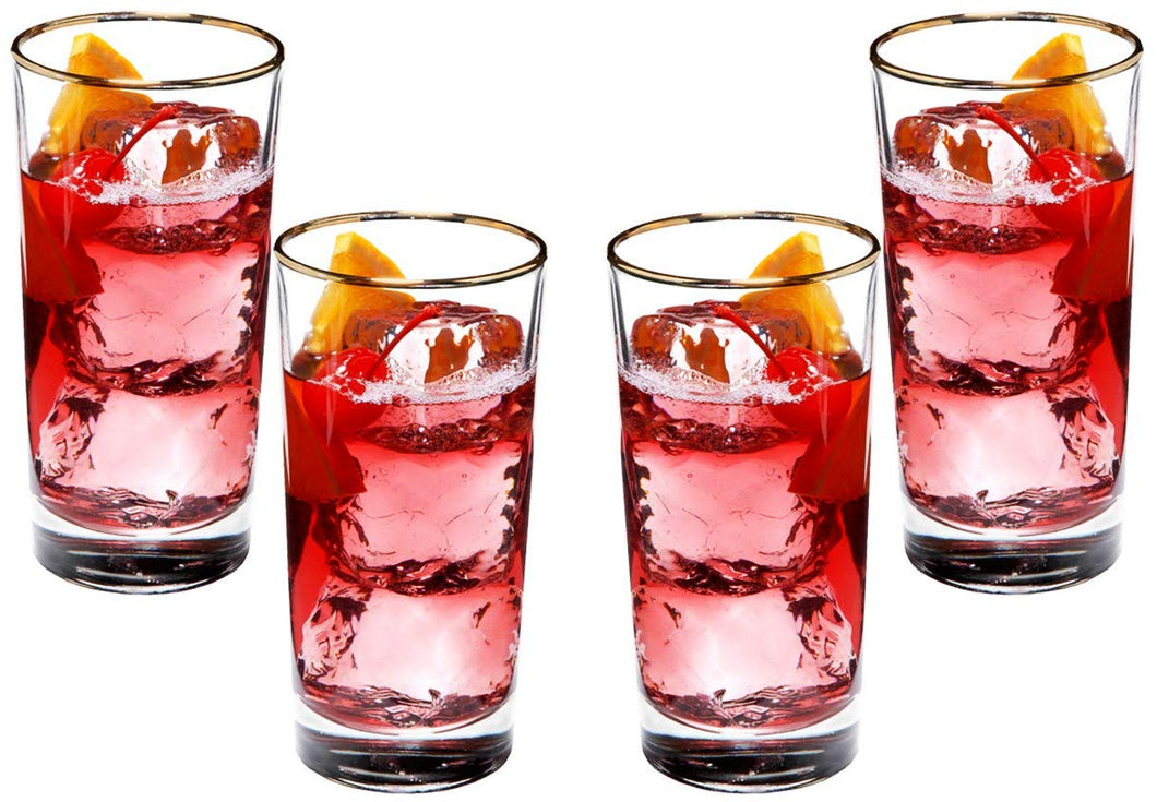 Prestige Hiball Stemless Juice Glasses 10 Oz, Crystal Clear Glassware Set of (4)