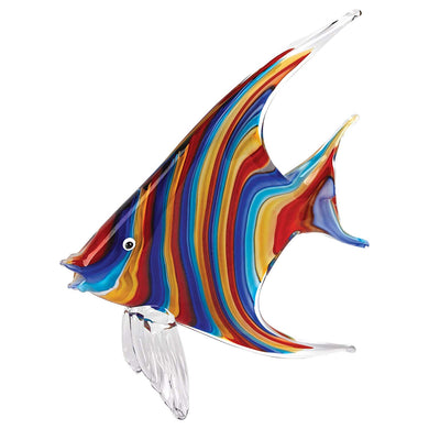 (D) Handcrafted Murano Art Glass Rainbow Tropical Fish Figurine 8.5