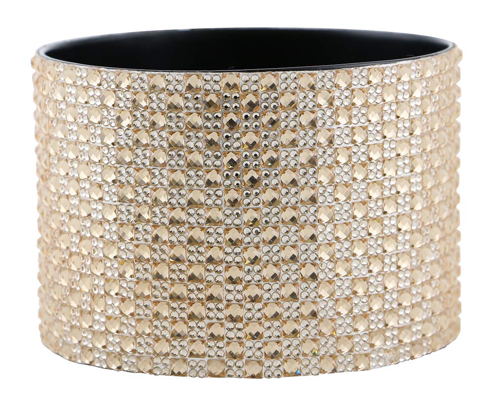 (D) Decorated Wine Coaster, Copper Crystal Pieces, Wine Bottle Holder