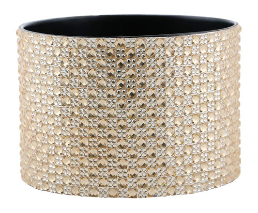 (D) Decorated Wine Coaster, Copper Crystal Pieces, Wine Bottle Holder